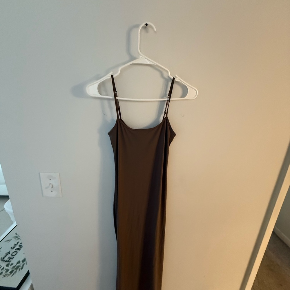 Brown Spaghetti Strap Dress